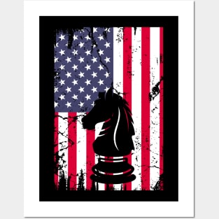 Chess Player Horse Piece American Flag Lovers Posters and Art